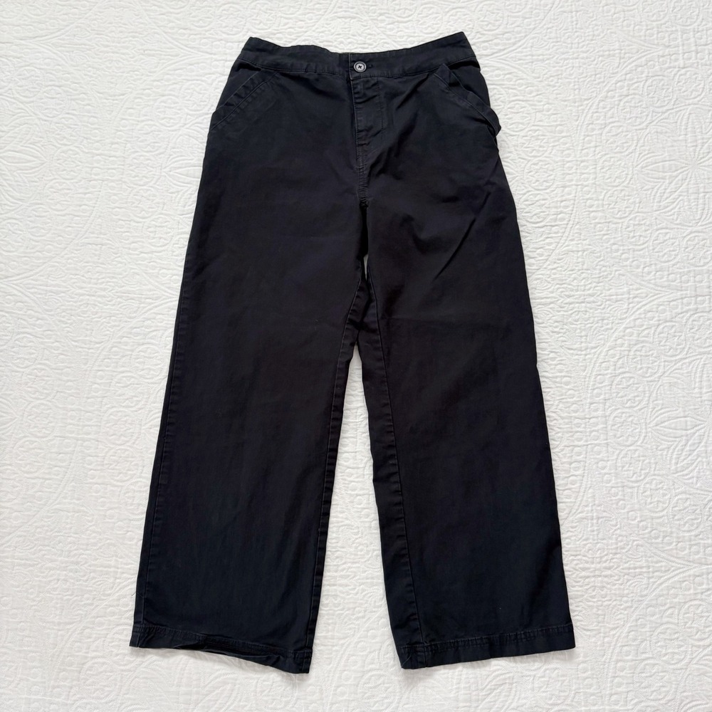 Pact Women's Organic Cotton Stretch Twill Wide Leg Pant, Black Sz S